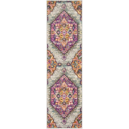 Safavieh 2 ft.-3 in. x 8 ft. Runner Madison Power Loomed Rug, Light Grey and Fuchsia MAD119G-28